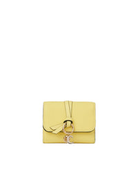 Portefeuille compact à trois volets Alphabet en cuir - Daffodil Yellow