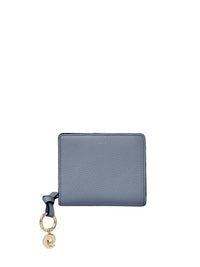 Portefeuille compact zippé Alphabet en cuir - Storm Blue
