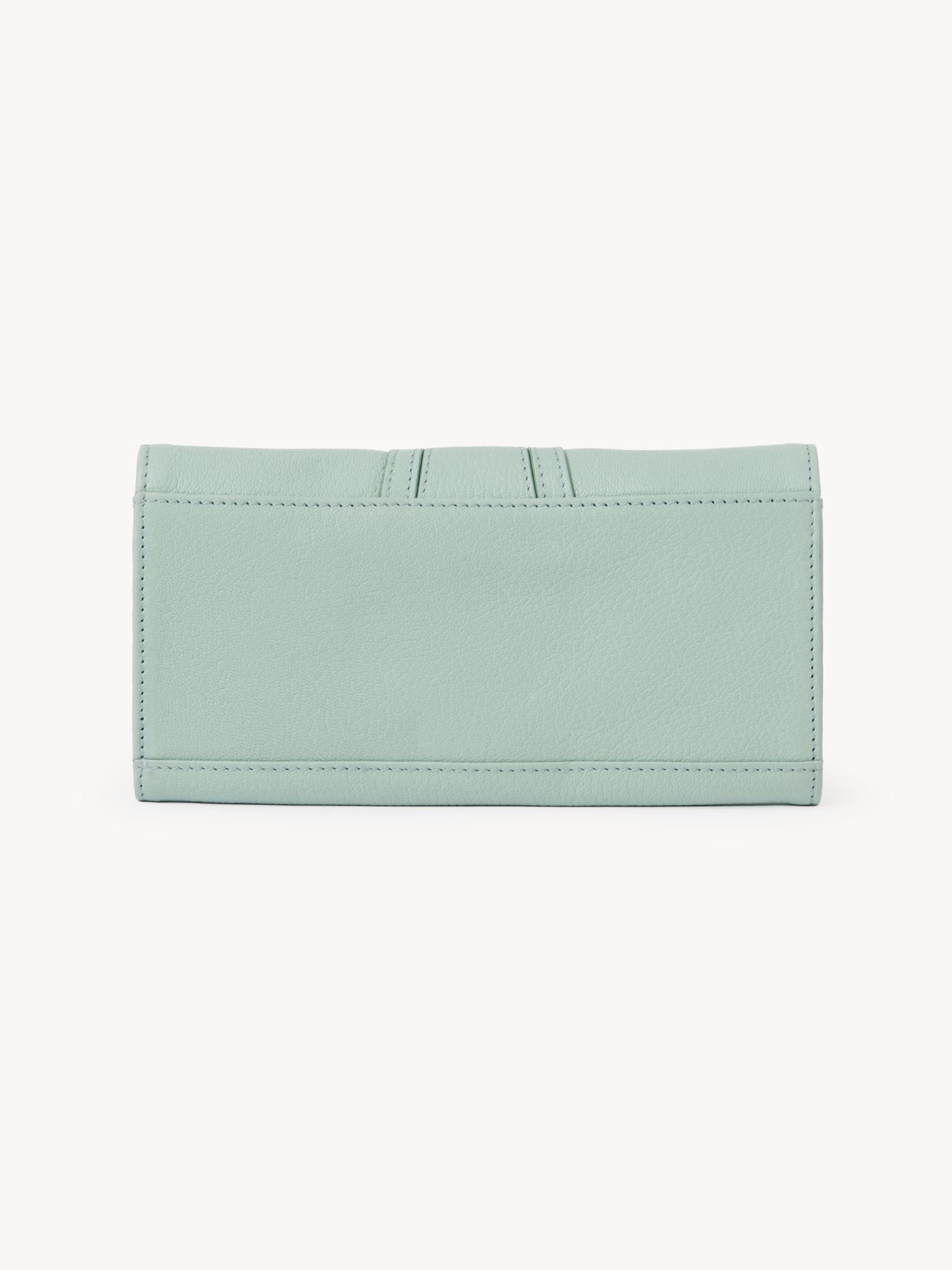 Portefeuille long Hana en cuir - Bleu Soufflé