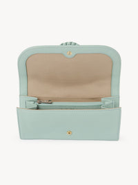 Portefeuille long Hana en cuir - Bleu Soufflé