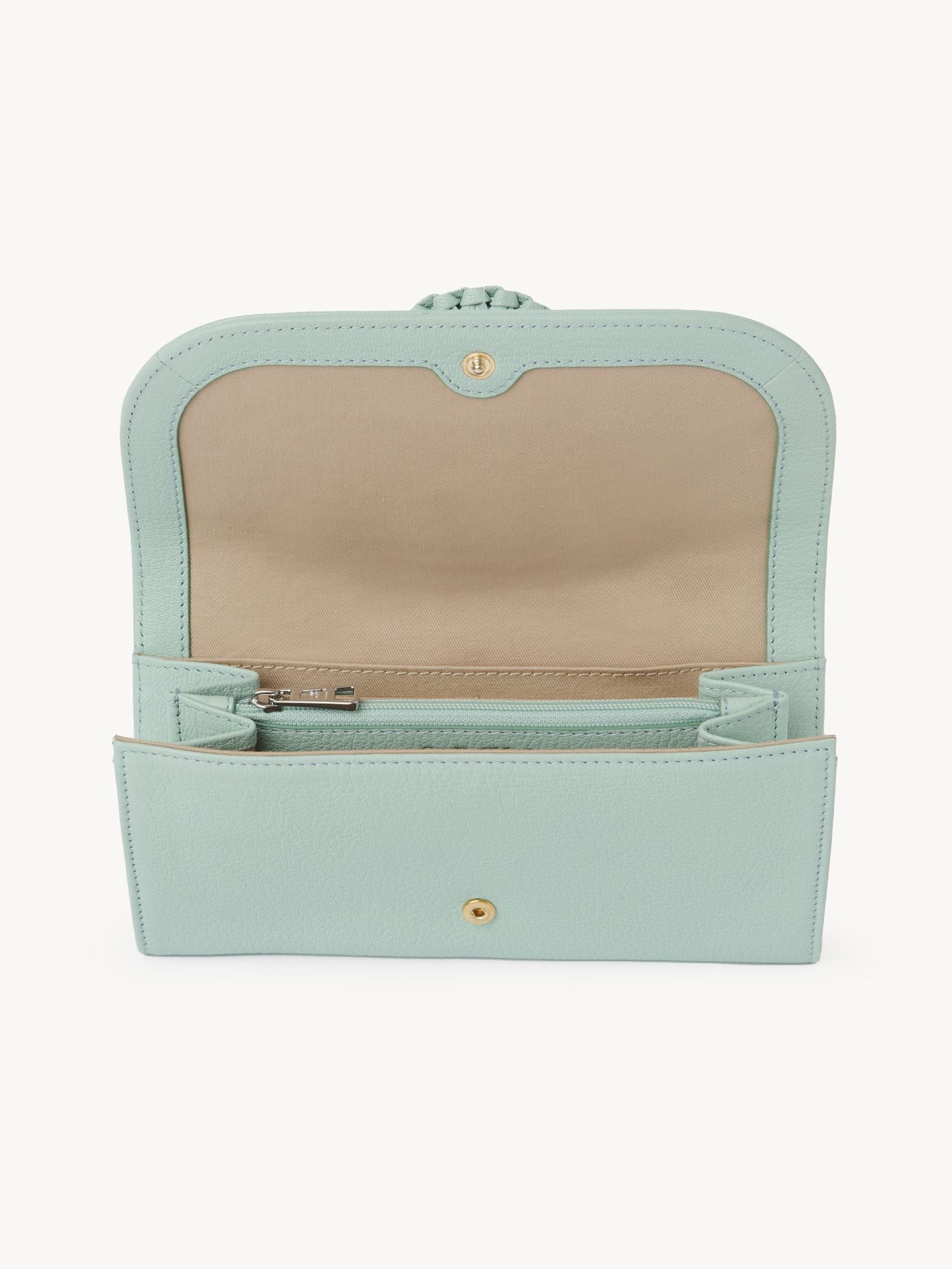 Portefeuille long Hana en cuir - Bleu Soufflé