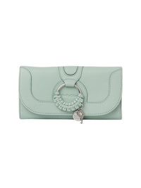 Portefeuille long Hana en cuir - Bleu Soufflé