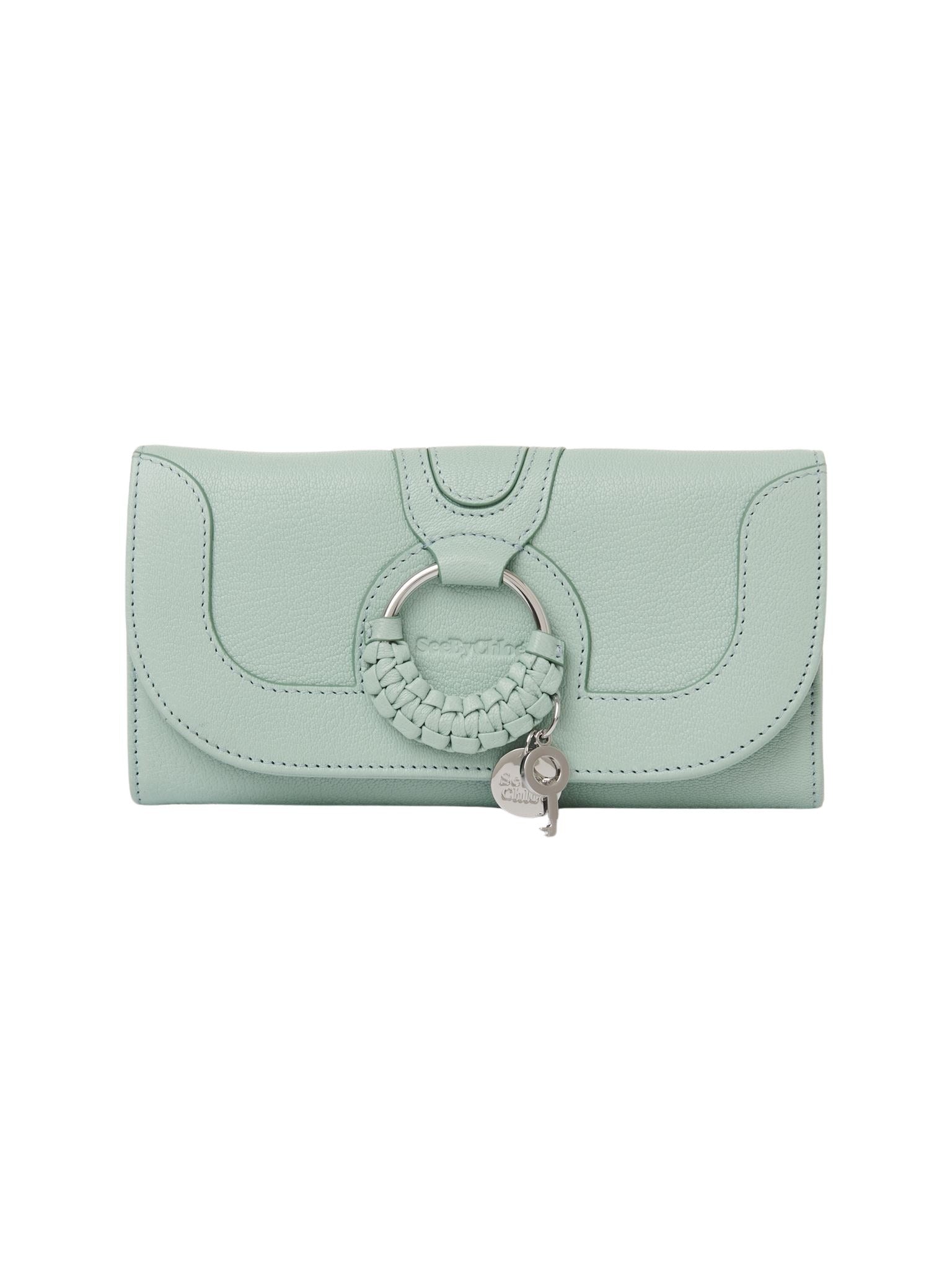 Portefeuille long Hana en cuir - Bleu Soufflé