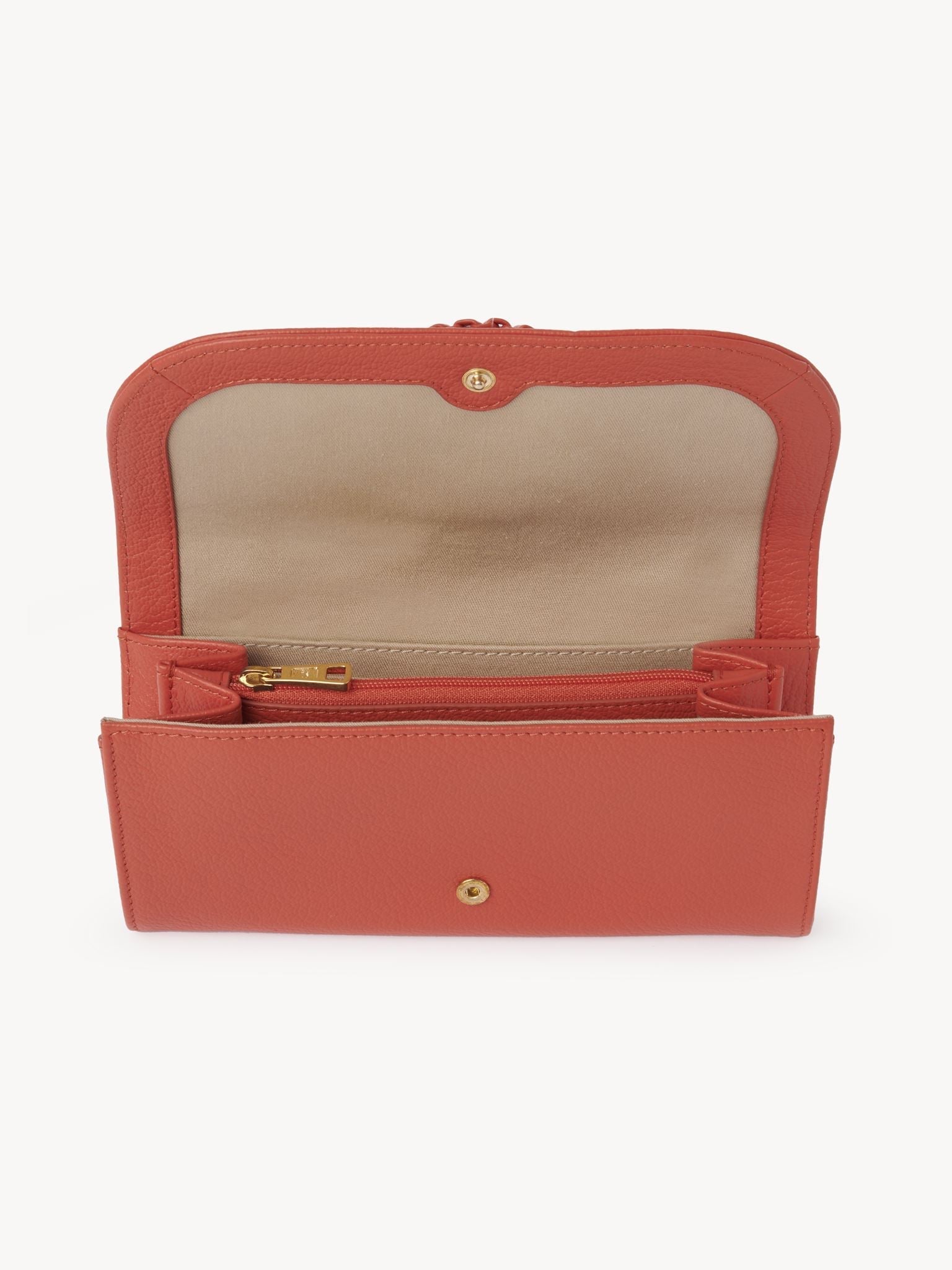 Portefeuille long Hana en cuir - Orange Gitane