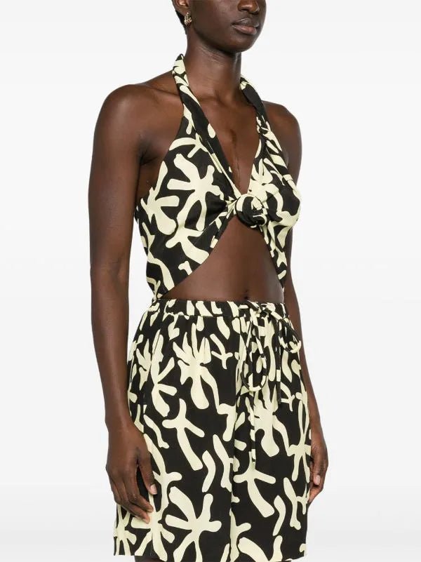 Crop top Eza en crêpe imprimé - Reef