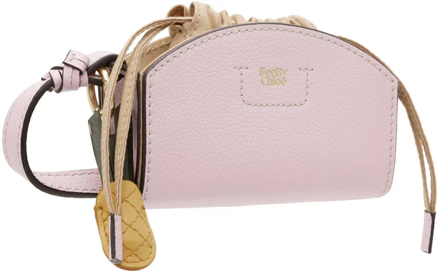 Petit sac pochette Cecilya à bandoulière en cuir - Creamy Lilac