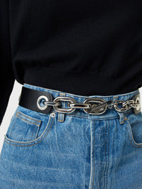 Ceinture à fermeture chaîne en cuir - Black
