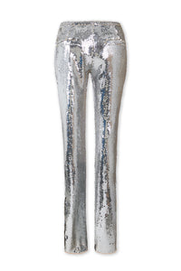 Pantalon taille haute à paillettes - Silver