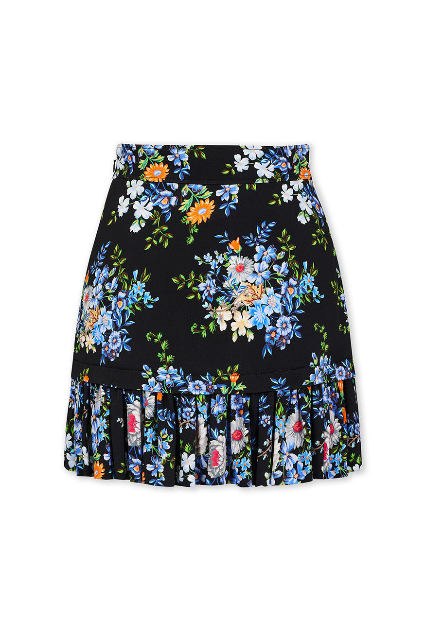 Jupe courte imprimée de fleurs - Black Large Liberty