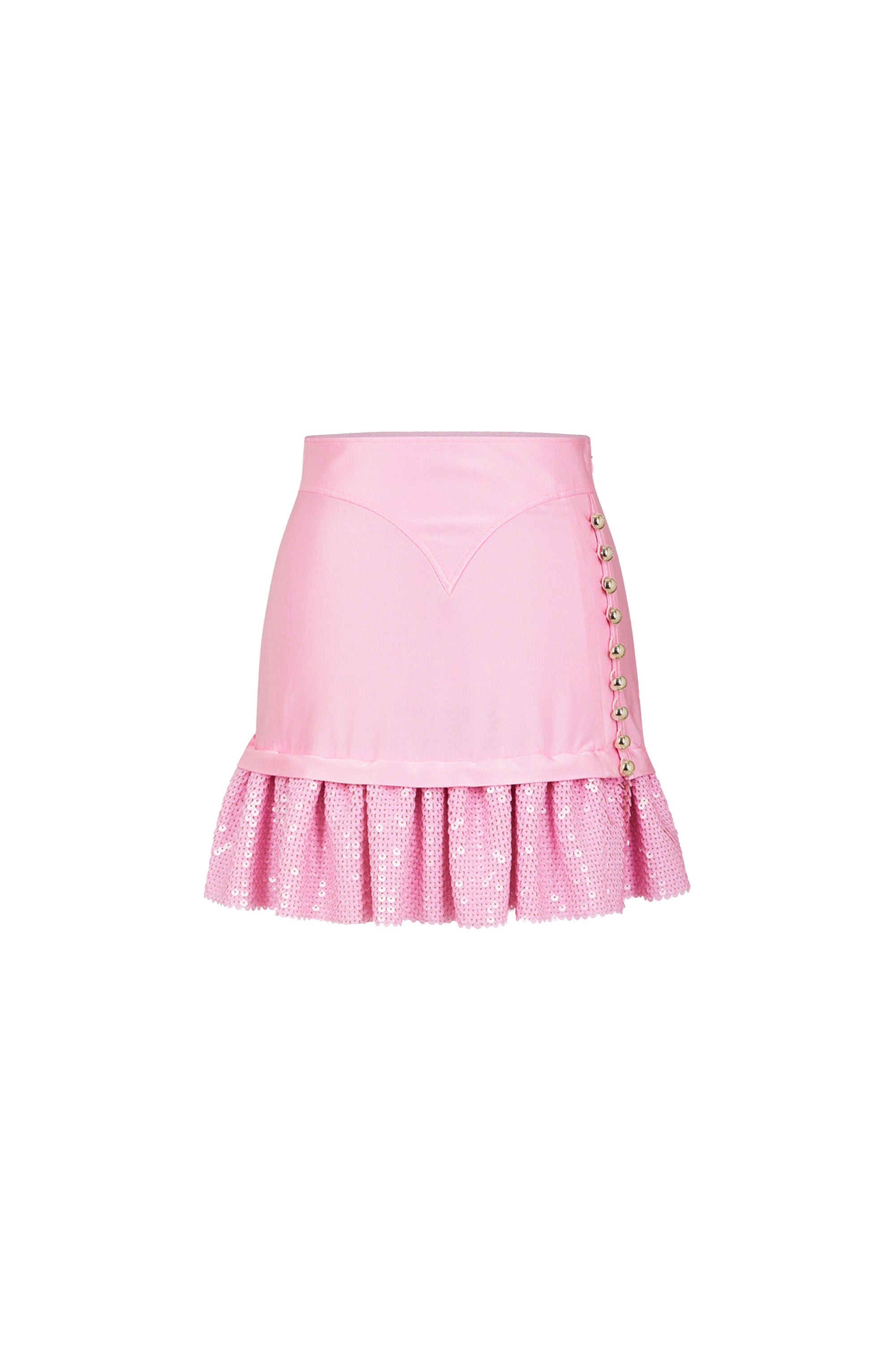 Jupe ajustée à volants - Pink