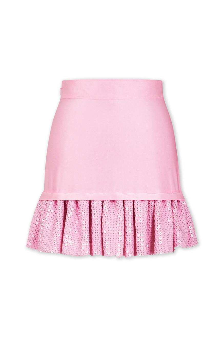 Jupe ajustée à volants - Pink