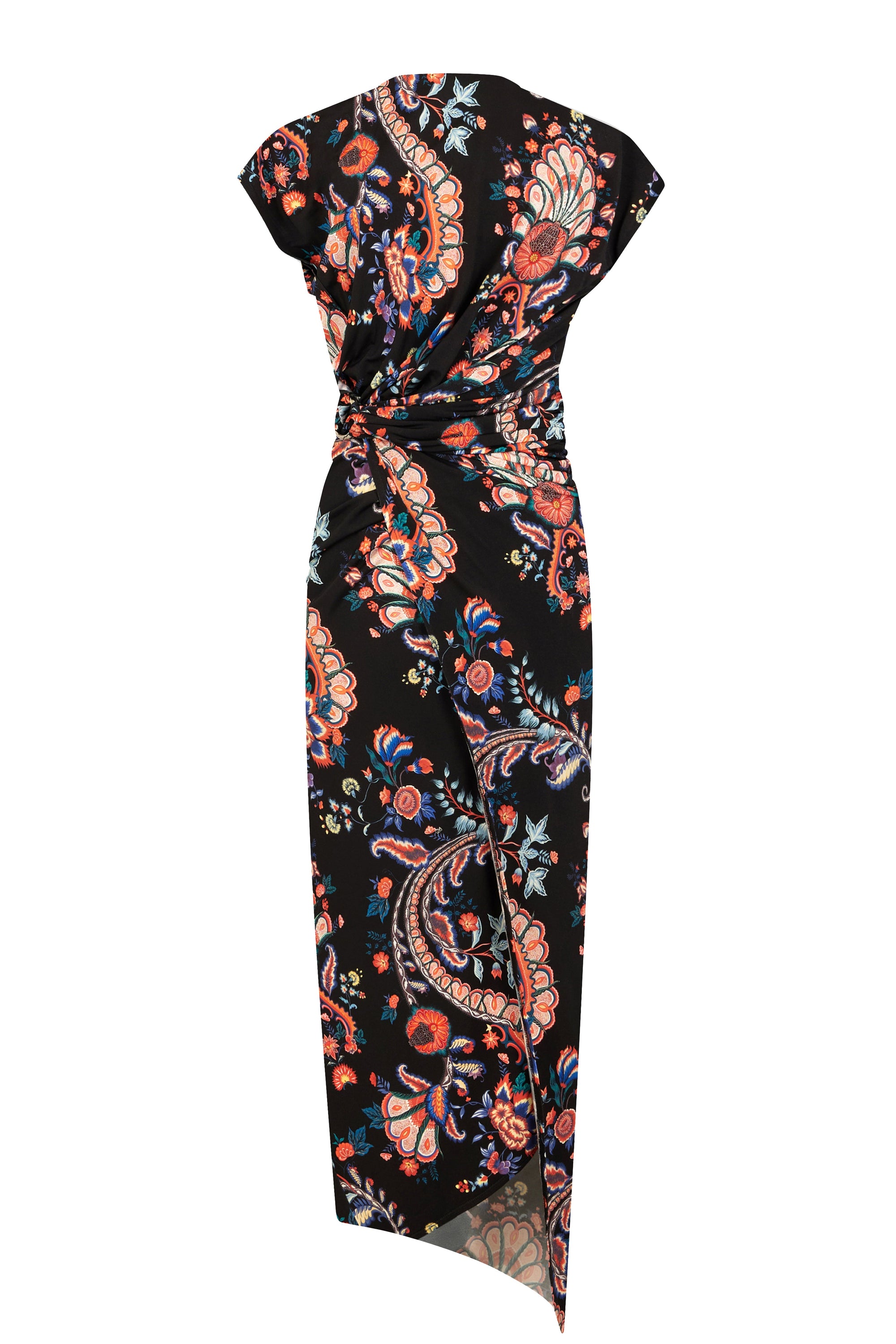 Robe longue drapée à fleurs - Black Paisley