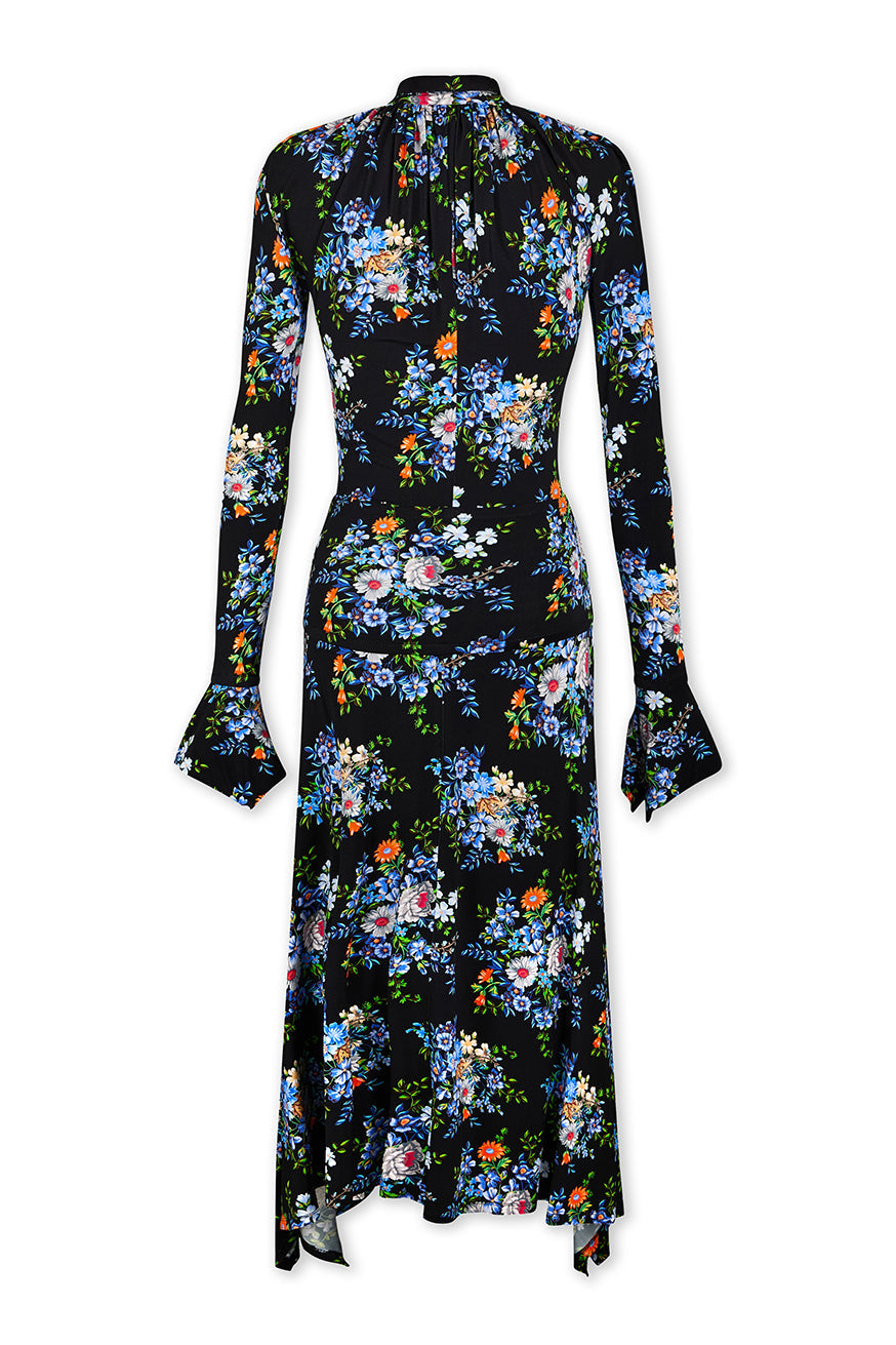 Robe longue imprimée de fleurs - Black Large Liberty