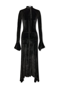 Robe longue ajustée en velours - Black