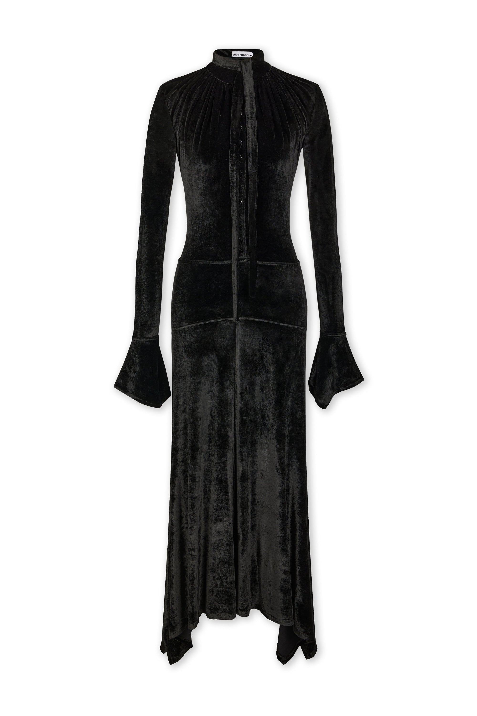 Robe longue ajustée en velours - Black
