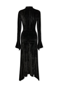 Robe longue ajustée en velours - Black