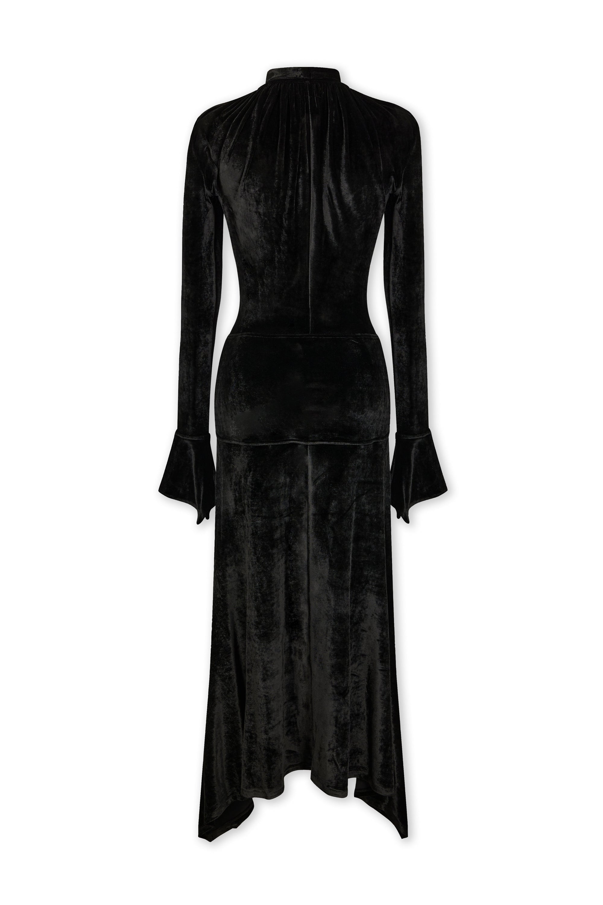 Robe longue ajustée en velours - Black