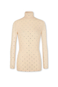 Top à manches longues et strass - Nude