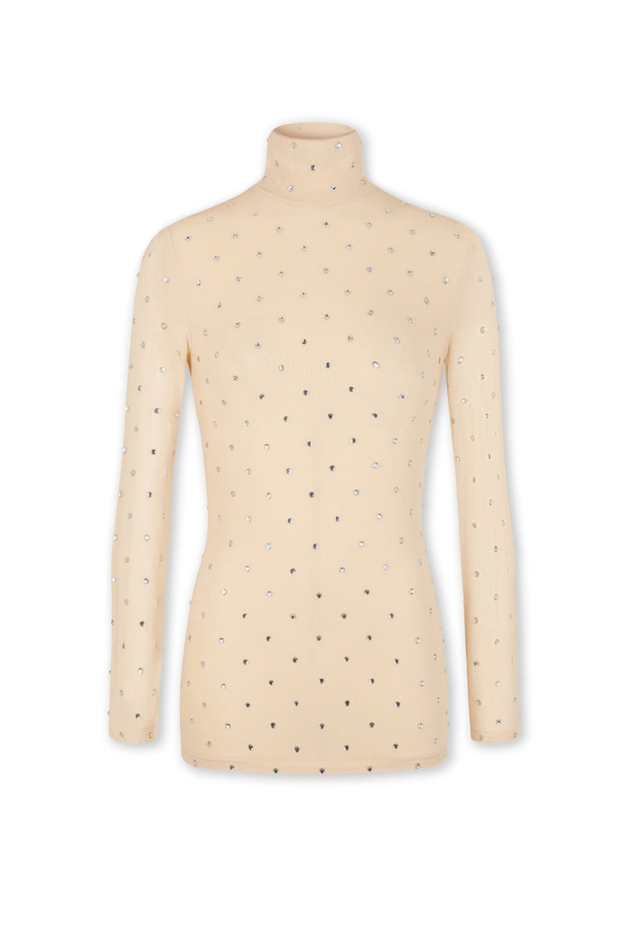 Top à manches longues et strass - Nude