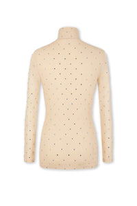 Top à manches longues et strass - Nude