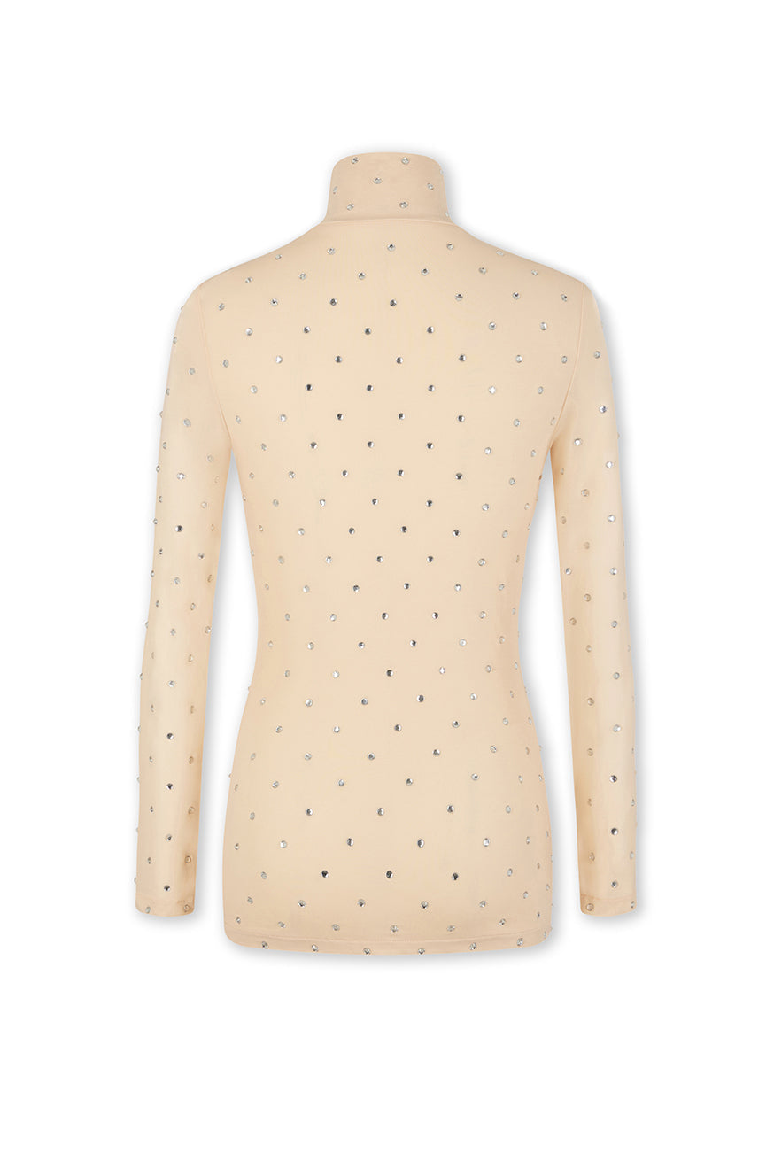 Top à manches longues et strass - Nude