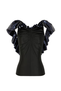 Top structuré et pailleté - Black
