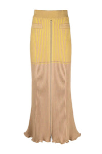 Jupe longue bicolore zippée - Camel & Jaune
