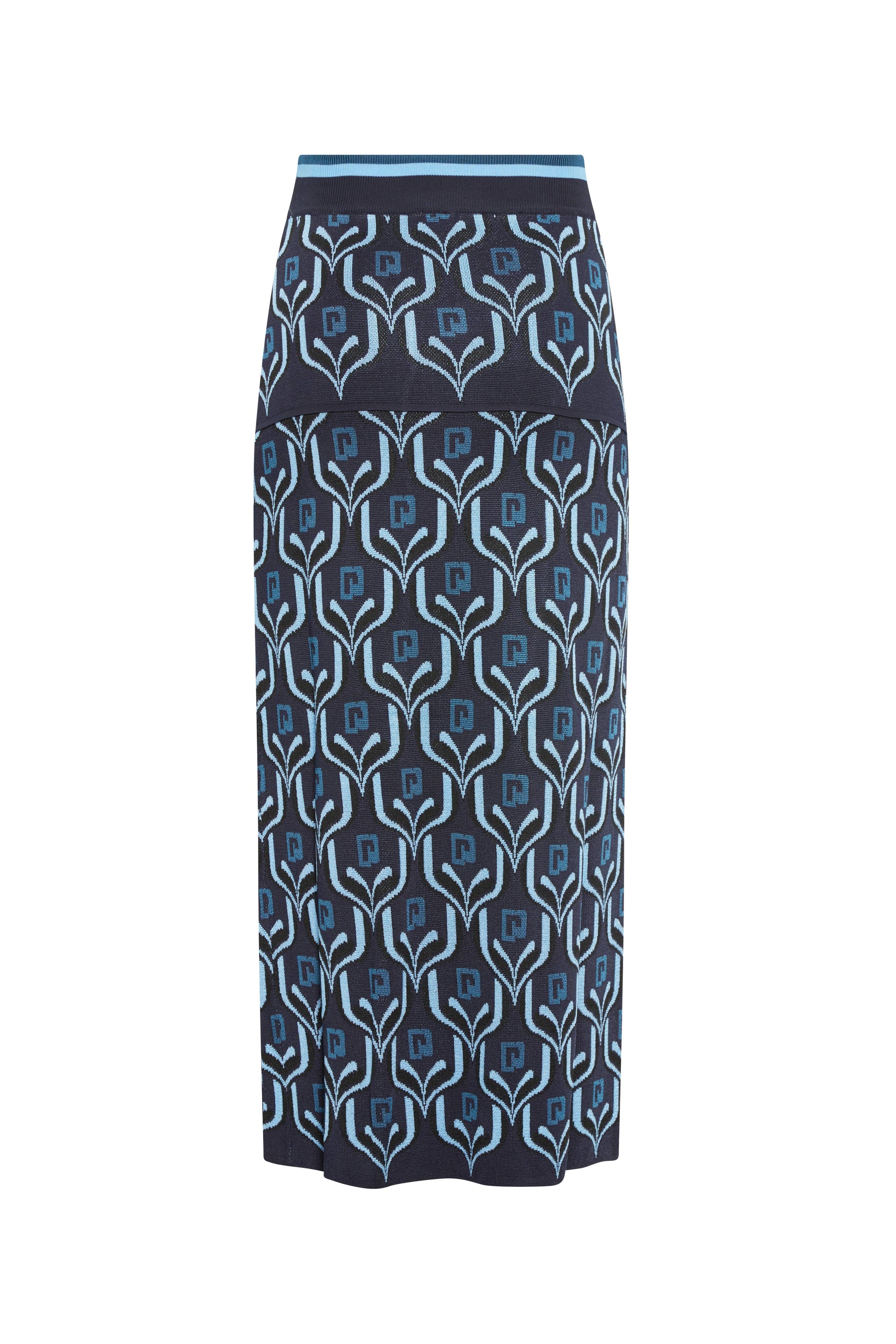 Jupe longue à motif jacquard - Blue Jacquard Paco