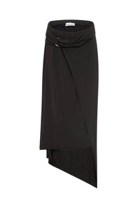 Jupe longue asymétrique à anneaux - Black