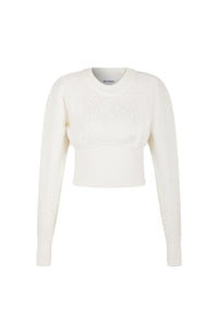 Pull court ajusté en laine - Natural White