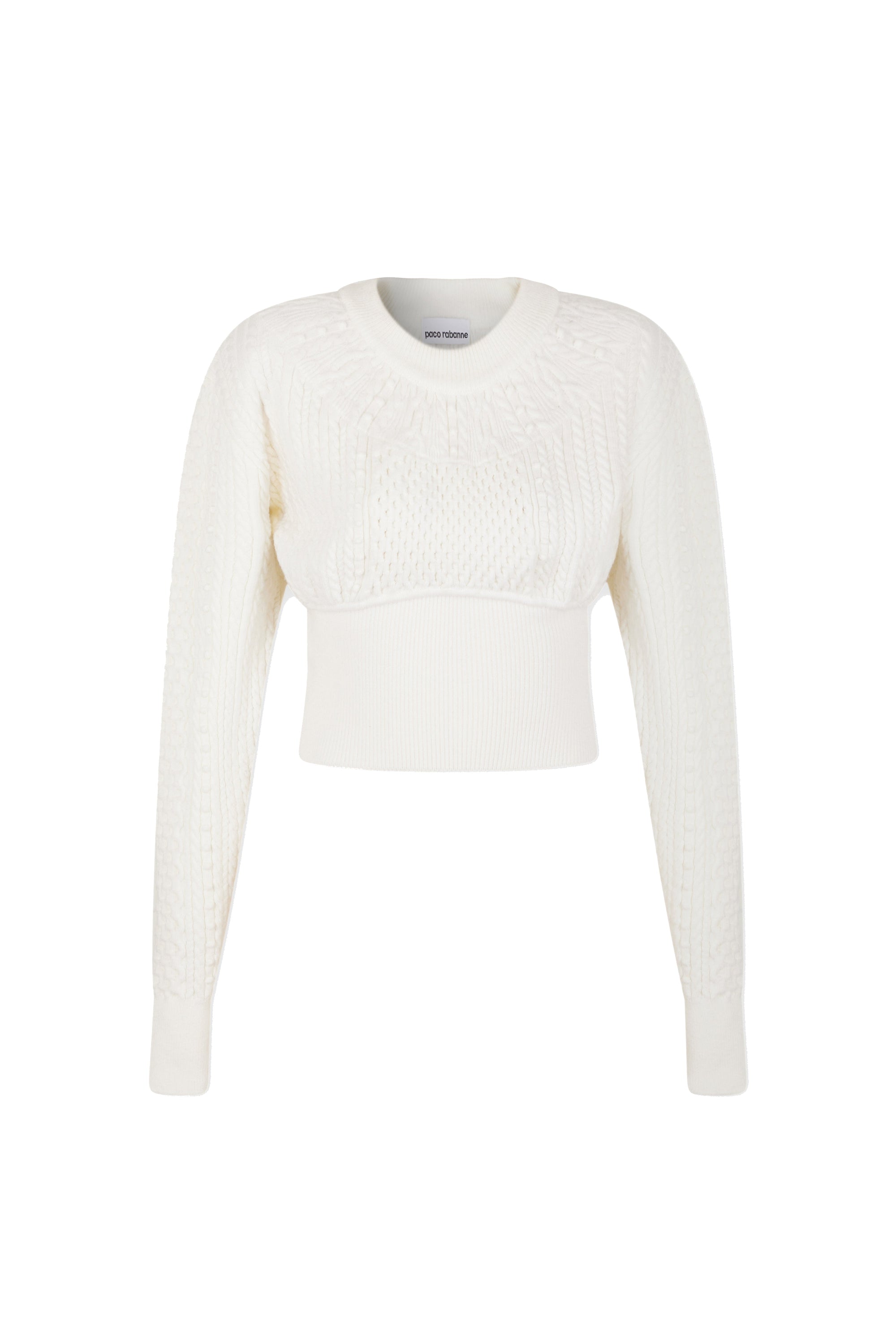 Pull court ajusté en laine - Natural White