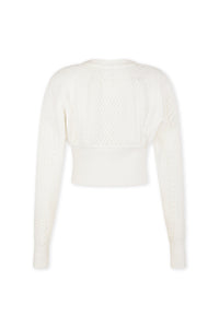Pull court ajusté en laine - Natural White