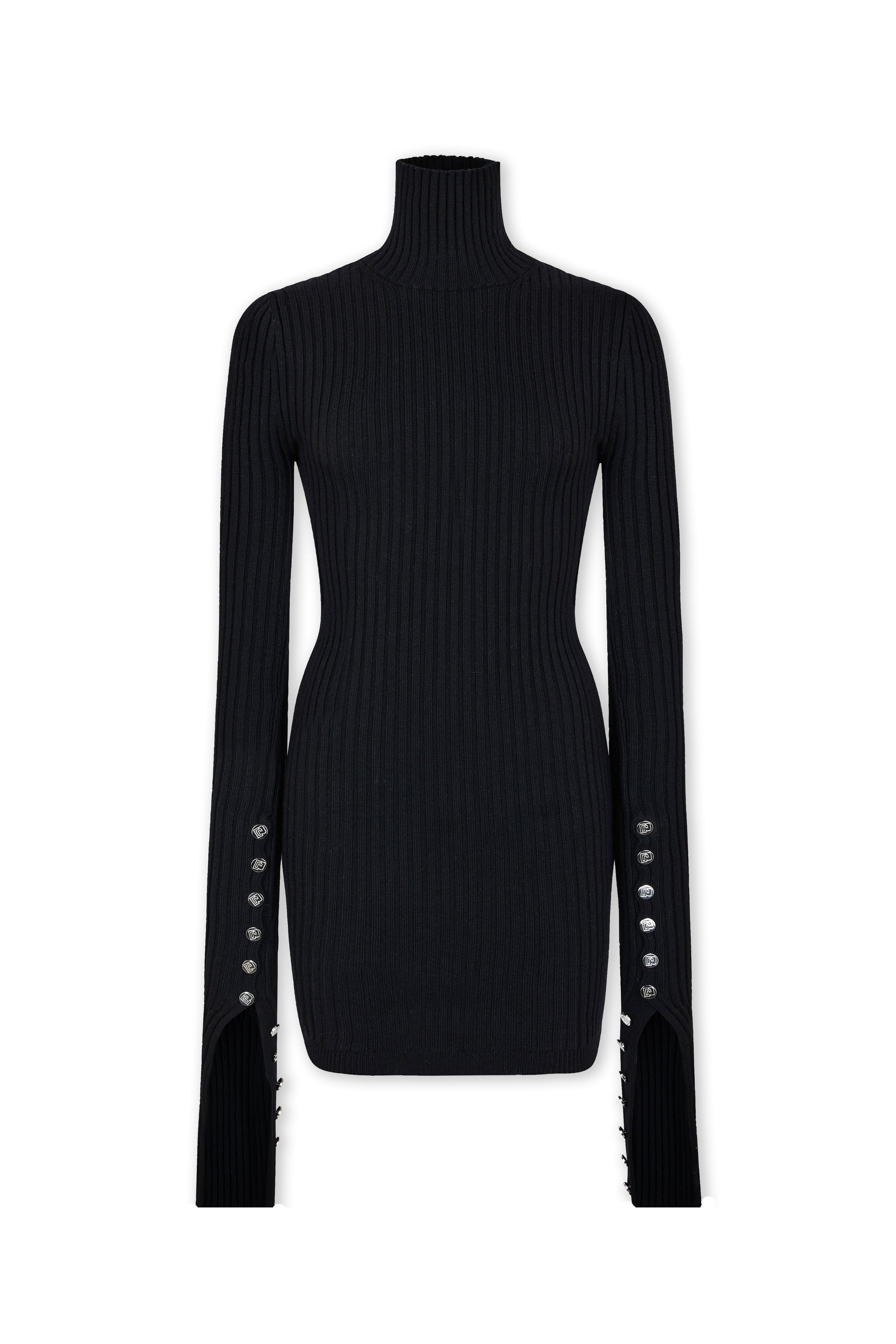 Robe à manches longues en laine - Black