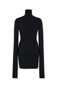 Robe à manches longues en laine - Black