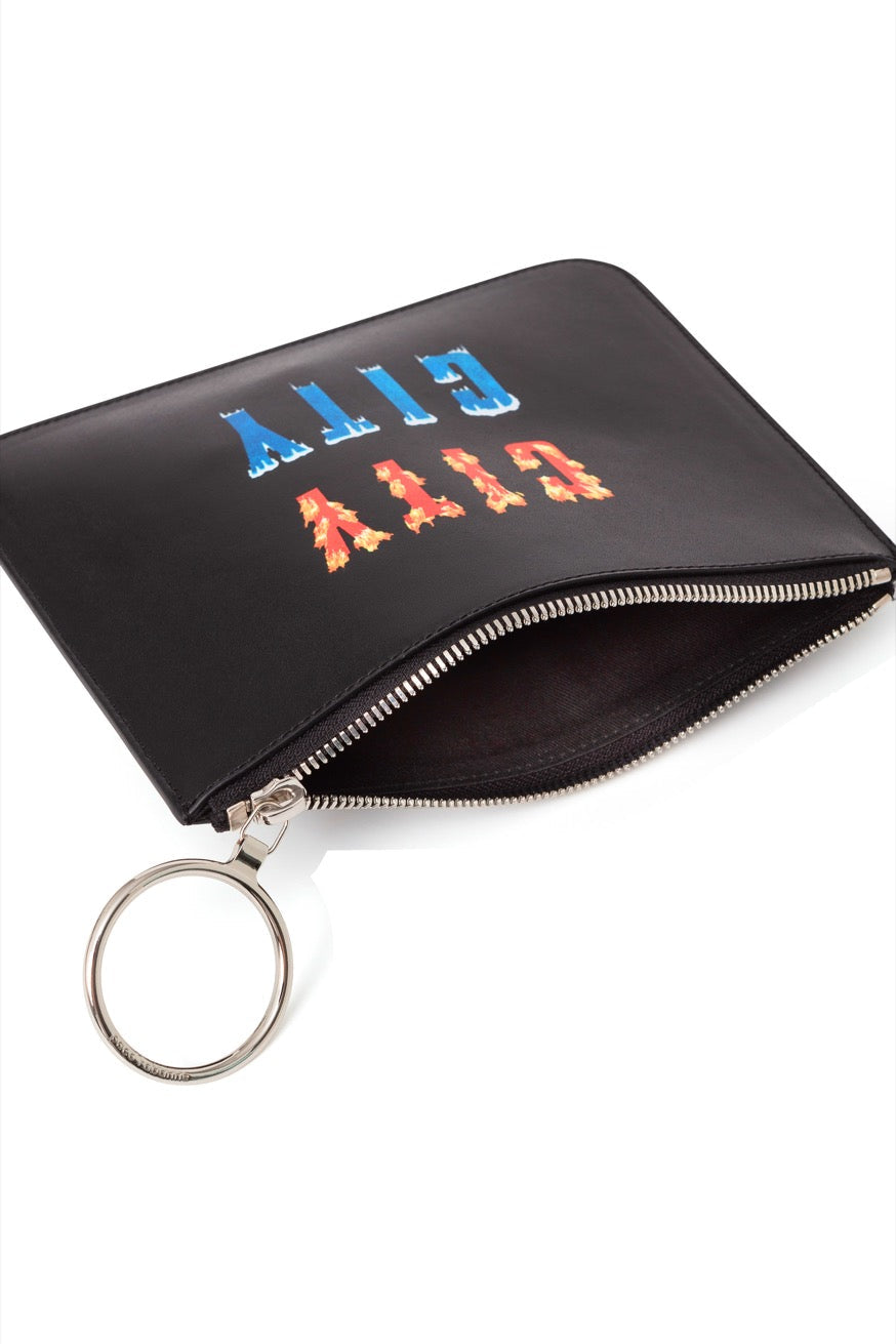 Pochette City en cuir - Black