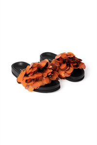 Sandales à disques en cuir - Orange & Cuivre