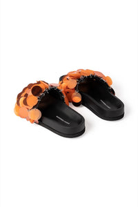 Sandales à disques en cuir - Orange & Cuivre