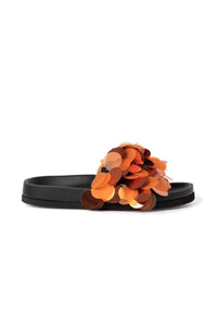 Sandales à disques en cuir - Orange & Cuivre