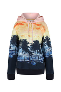 Sweat à capuche imprimé tropical - Navy Sunset