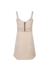 Robe courte boutonnée en crochet - Ivory