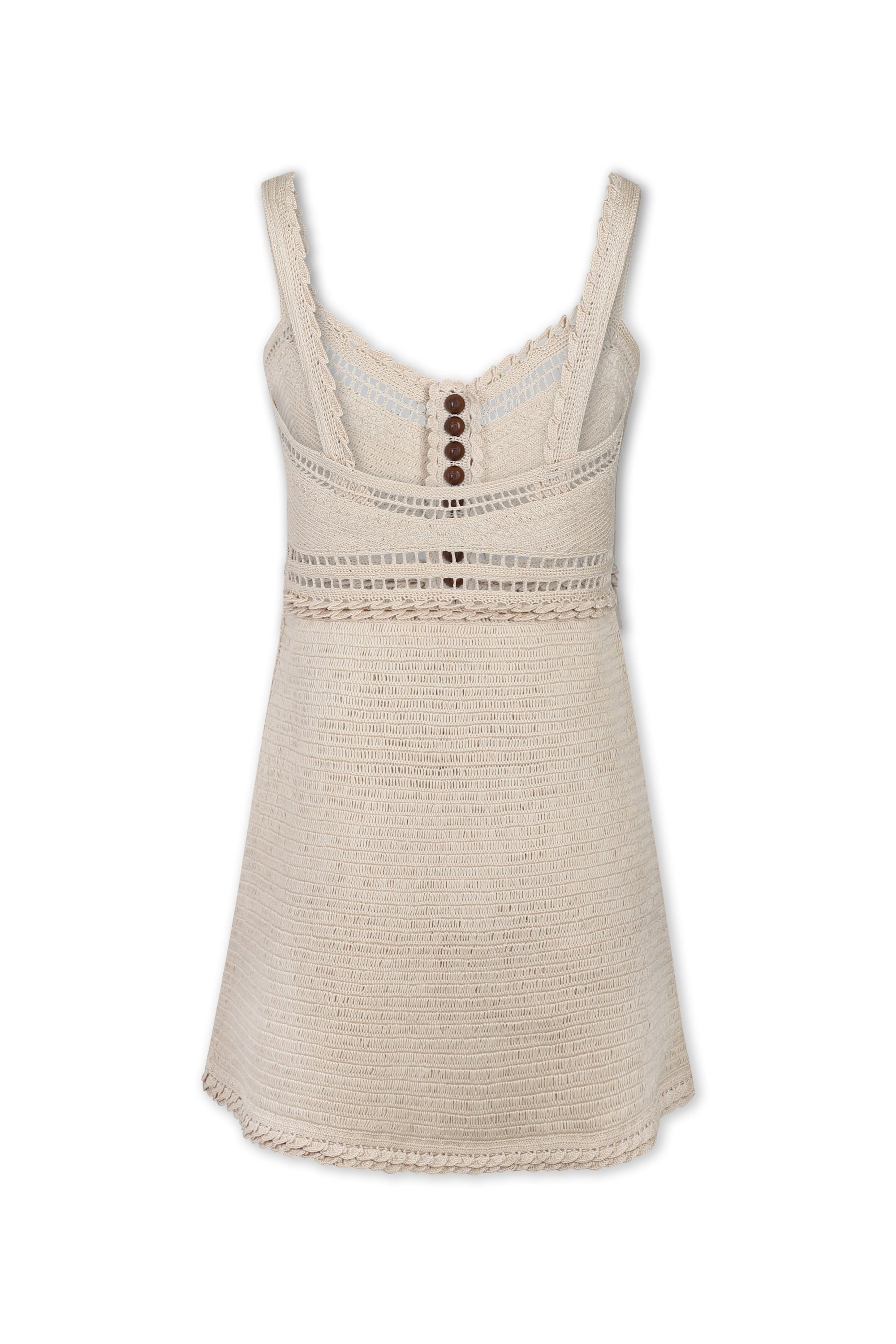 Robe courte boutonnée en crochet - Ivory