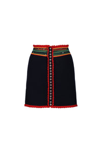 Jupe courte à crochet - Navy