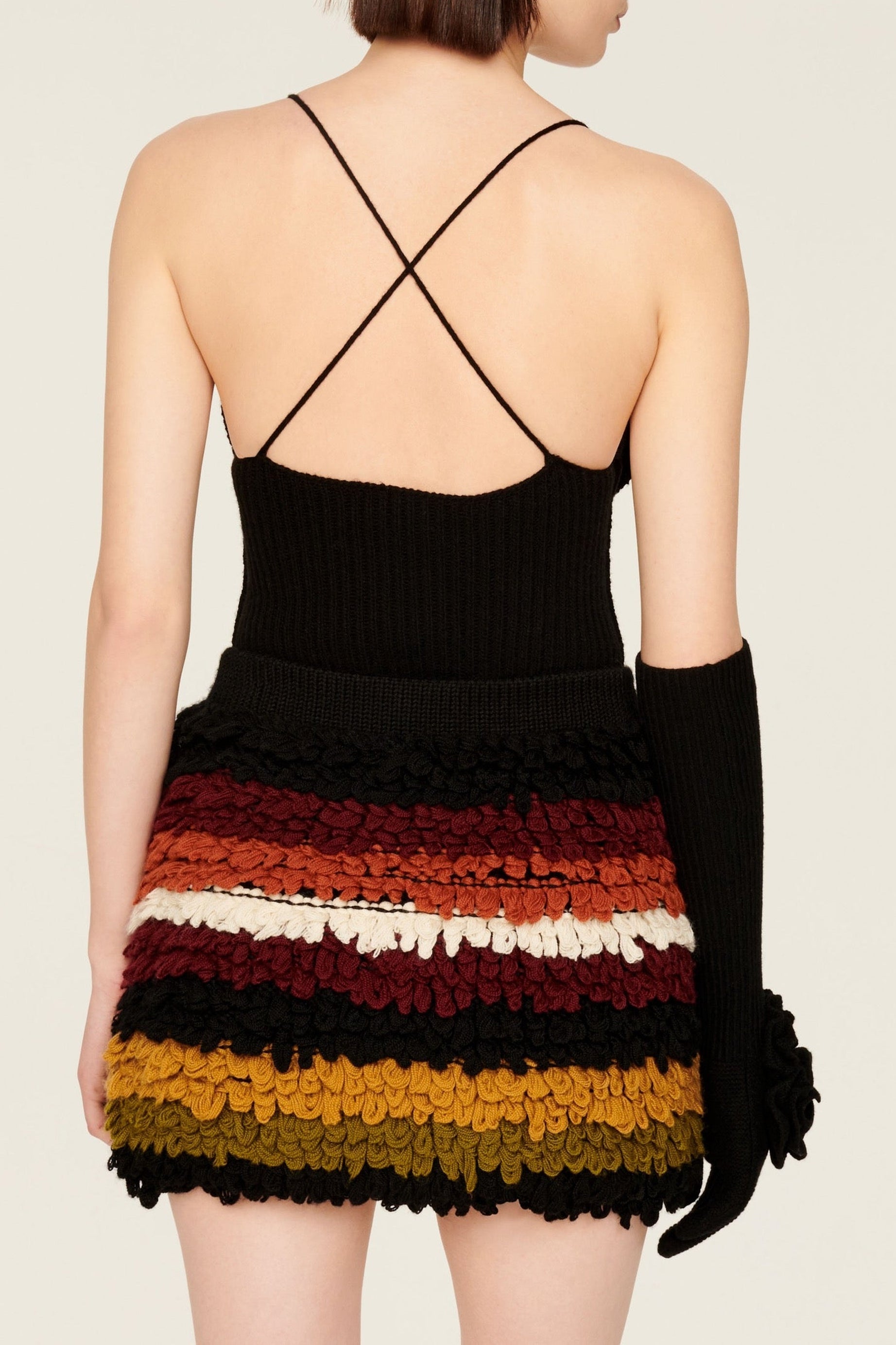 Jupe courte effet bouclette en laine - Multicolor