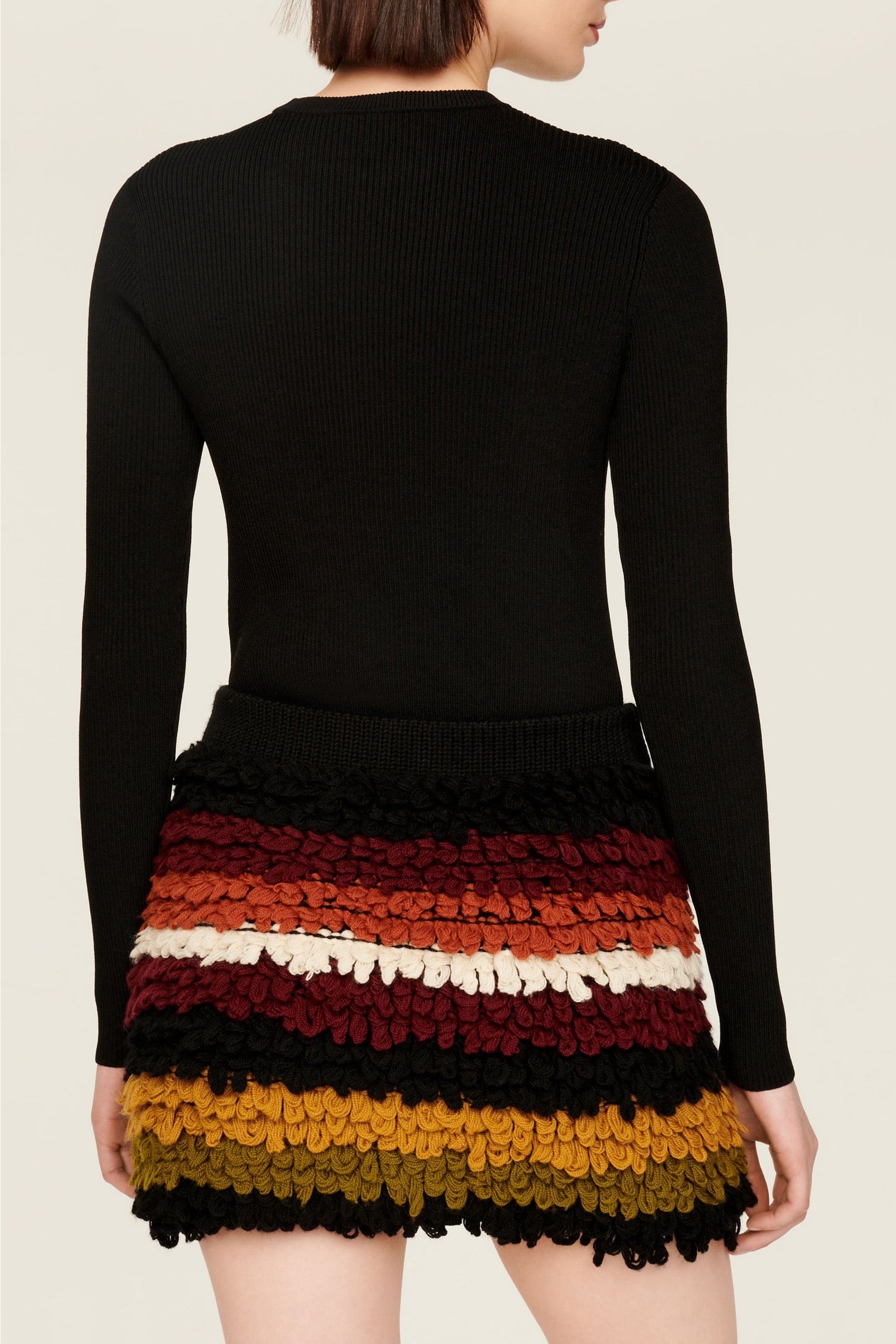 Jupe courte effet bouclette en laine - Multicolor