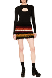Jupe courte effet bouclette en laine - Multicolor