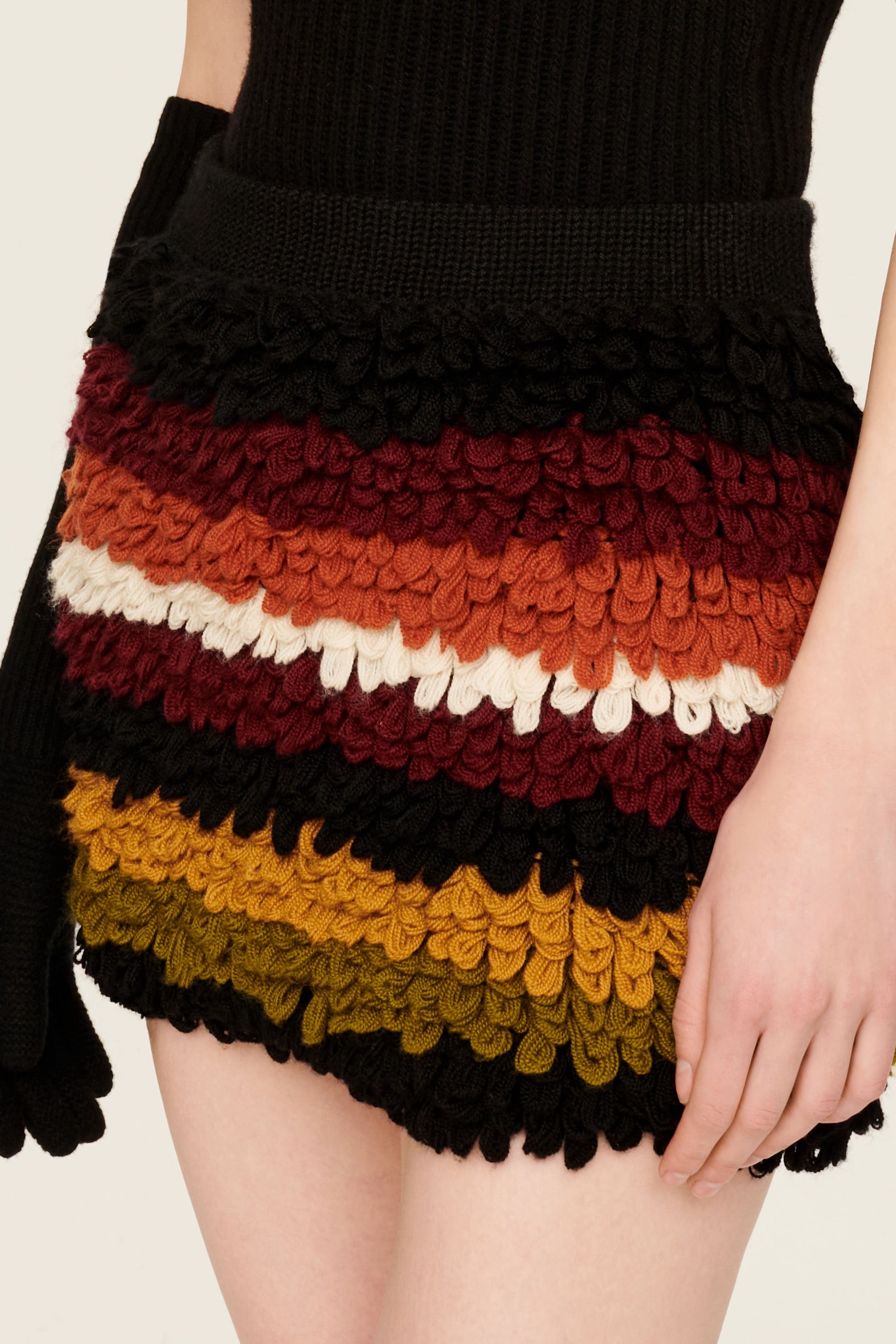 Jupe courte effet bouclette en laine - Multicolor