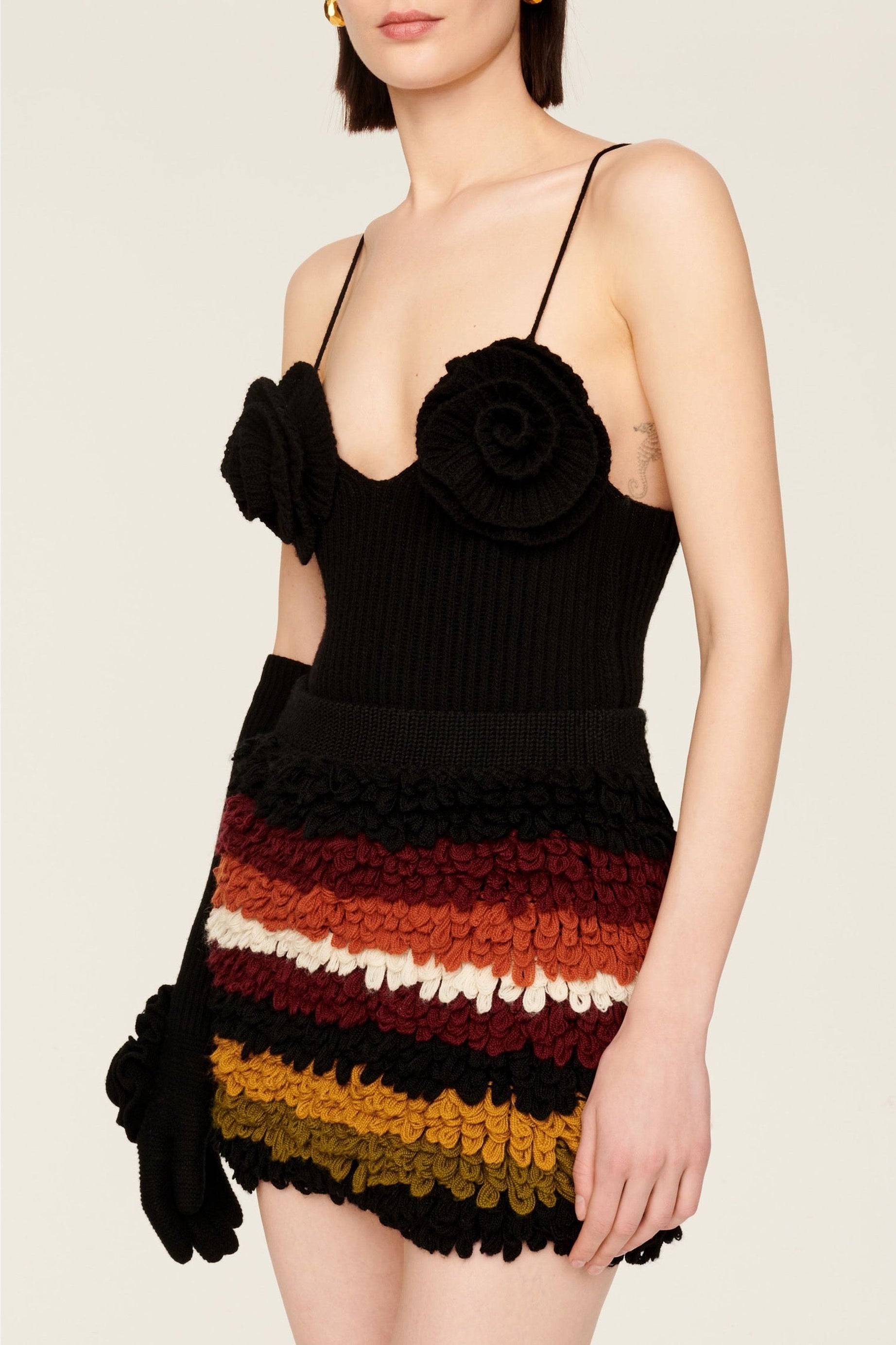 Jupe courte effet bouclette en laine - Multicolor
