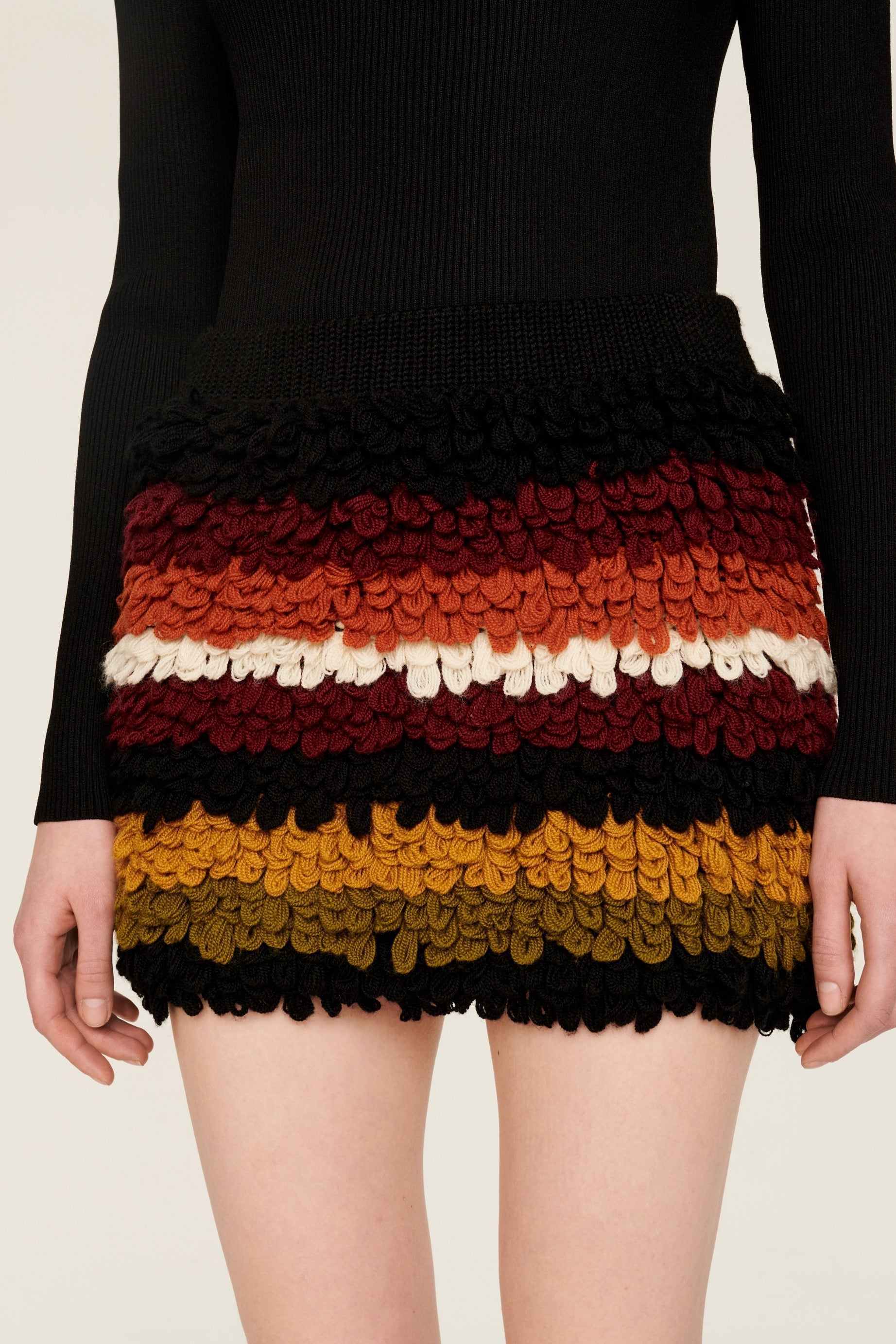 Jupe courte effet bouclette en laine - Multicolor