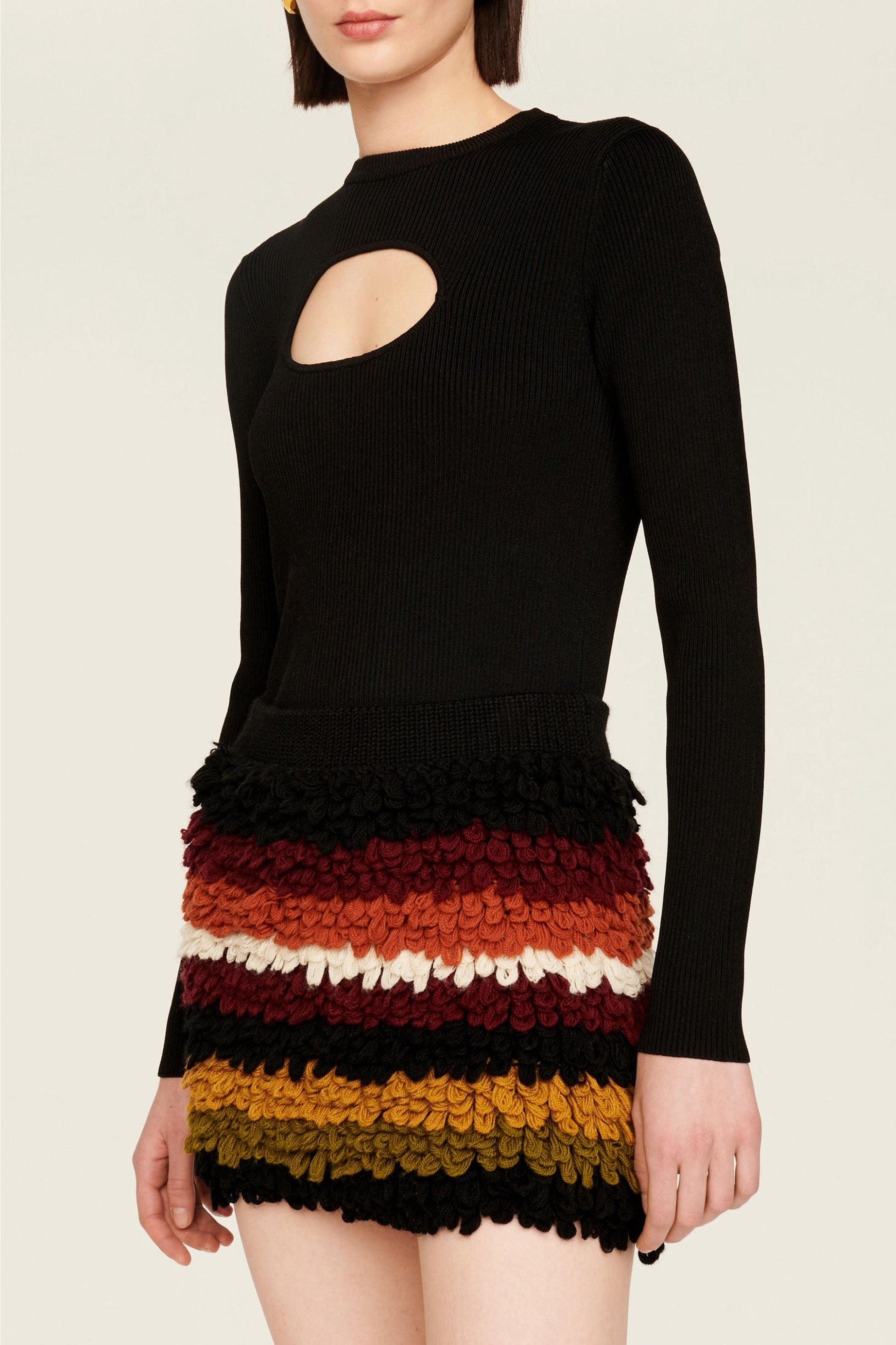 Jupe courte effet bouclette en laine - Multicolor