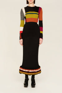 Jupe longue en laine - Multicolor